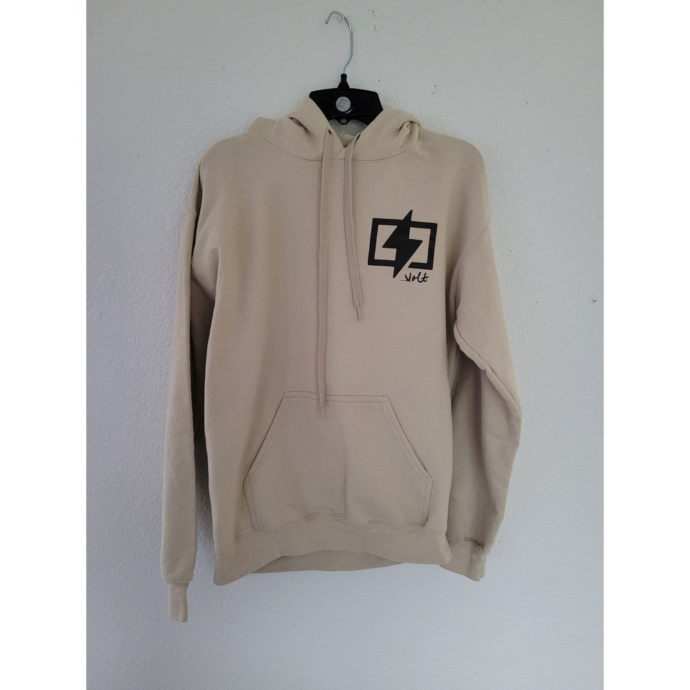 Volt Ride Lab Sand‎ Beige Lightning Bolt Graphic Pullover Hoodie Mens Small #10